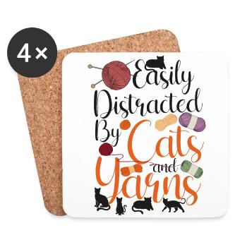 Knitting Knitter Cat Easily - Untersetzer (4er-Set) - Weiß - Vorne
