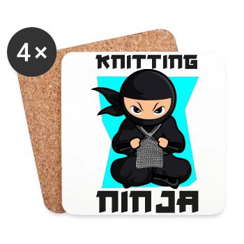 Knitting Knitter Ninja Knitting - Untersetzer (4er-Set) - Weiß - Vorne