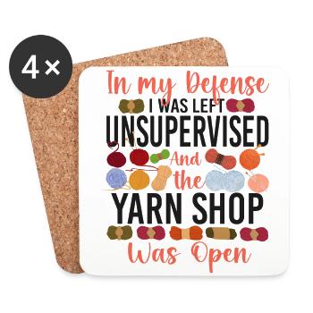 Knitting Knitter In My Defense I - Untersetzer (4er-Set) - Weiß - Vorne