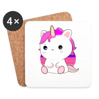 Cute unicorn cat - Coasters (set of 4) - white - Front