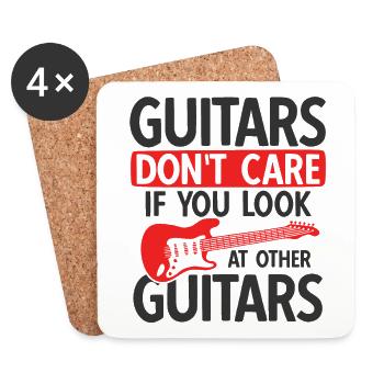Akustik Spruch Für E-Gitarre Konzert Gitarre - Untersetzer (4er-Set) - Weiß - Vorne