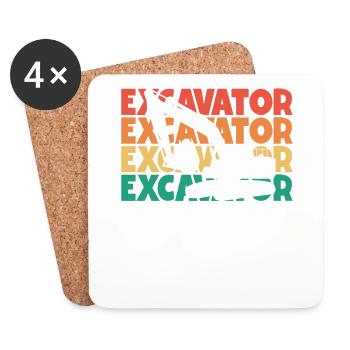 Excavator Retro Text Excavator duty cycle crawler crane - Coasters (set of 4) - white - Front