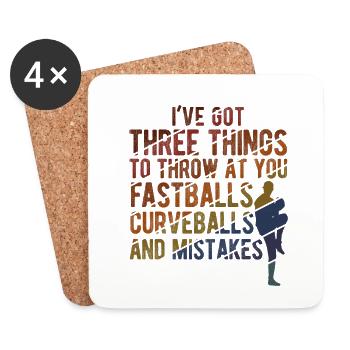 Baseball - Untersetzer (4er-Set) - Weiß - Vorne