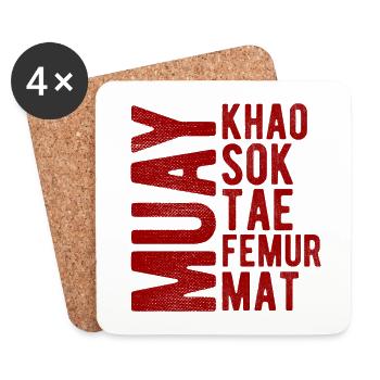 Thaiboxen Muay Thai - Untersetzer (4er-Set) - Weiß - Vorne