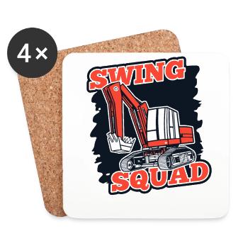 Swing Squad Excavator Crawler Cycle de service Grue - Dessous de verre (lot de 4) - blanc - Devant