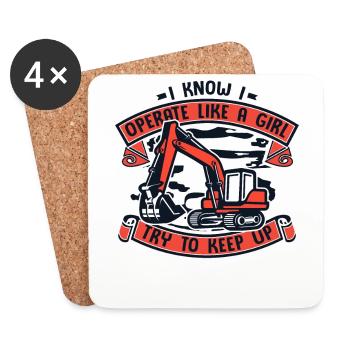 Je sais que je fonctionne comme une grue de cycle de service de fille - Dessous de verre (lot de 4) - blanc - Devant