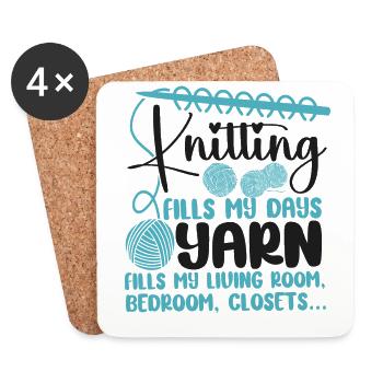Knitting Knitter Knitting Fills My - Untersetzer (4er-Set) - Weiß - Vorne
