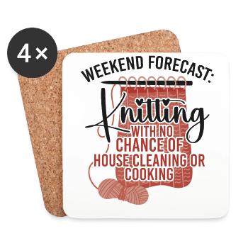 Knitting Knitter Weekend Forecast: - Untersetzer (4er-Set) - Weiß - Vorne