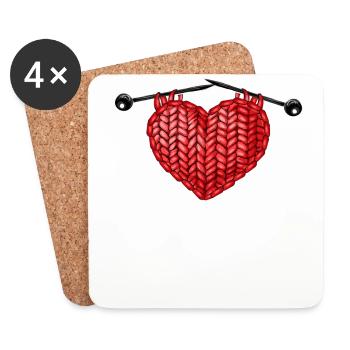 Knitting Knitter Heart Knitting - Untersetzer (4er-Set) - Weiß - Vorne
