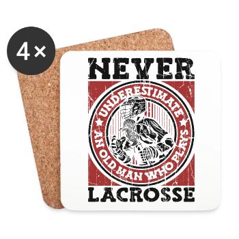 Never Underestimate An Old Man Who Plays Lacrosse - Untersetzer (4er-Set) - Weiß - Vorne