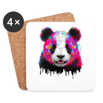 Explosion de couleur Panda Bear - Dessous de verre (lot de 4) - blanc - Devant