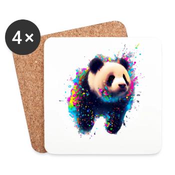 Explosion de couleur Panda Bear - Dessous de verre (lot de 4) - blanc - Devant