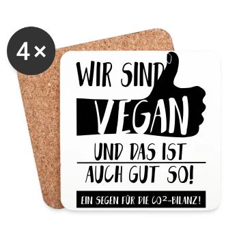 Klima Vegan Daumen hoch SabineVegan HerzAufShirt - Untersetzer (4er-Set) - Weiß - Vorne
