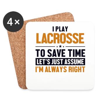 Play Lacrosse Let's Assume I'm Right Intercrosse - Coasters (set of 4) - white - Front