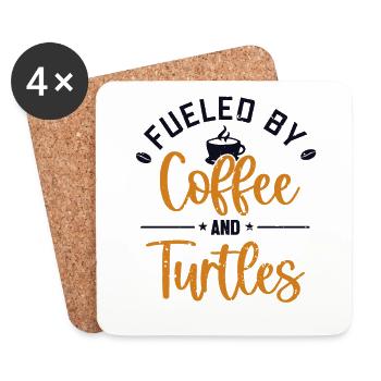 Alimenté par le café et les tortues Tortue géante - Dessous de verre (lot de 4) - blanc - Devant