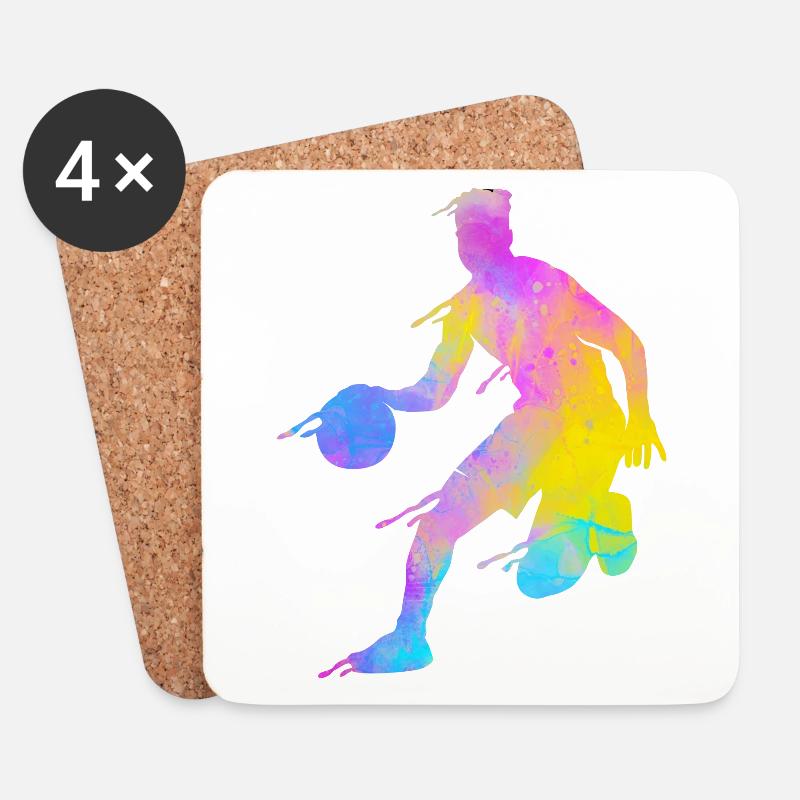 Basketball Bunte Spritzer - Untersetzer (4er-Set) - Weiß