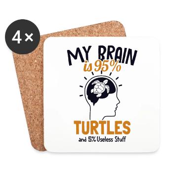 Mon cerveau est composé à 95% de tortues Tortue aquatique - Dessous de verre (lot de 4) - blanc - Devant