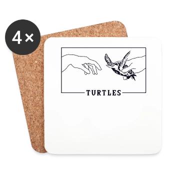 Michel-Ange Création d’Adam Tortues Schildkröte - Dessous de verre (lot de 4) - blanc - Devant