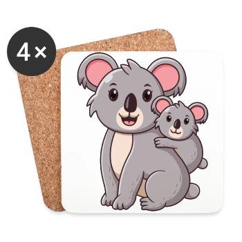 Joyeux koala ours koala - Dessous de verre (lot de 4) - blanc - Devant