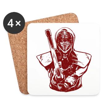 Japanischer Schwertkampf Kendo - Untersetzer (4er-Set) - Weiß - Vorne