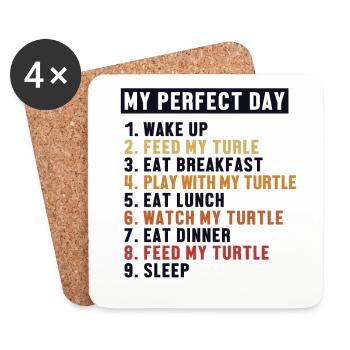 Turtle Perfect Day Wasserschildkröte Schildkröte - Untersetzer (4er-Set) - Weiß - Vorne