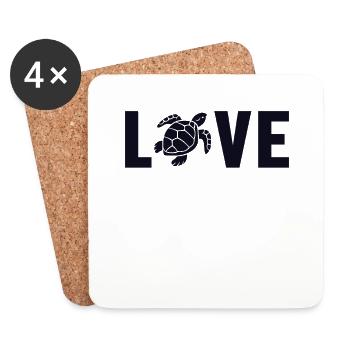 Love Landschildkröte Wasserschildkröte Schildkröte - Untersetzer (4er-Set) - Weiß - Vorne