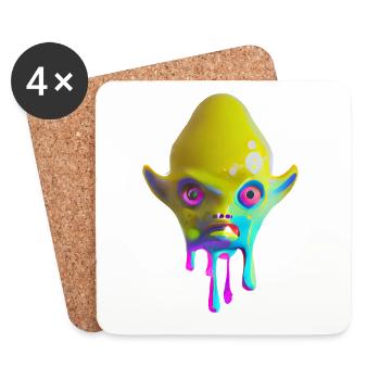 Alien coloré - Dessous de verre (lot de 4) - blanc - Devant