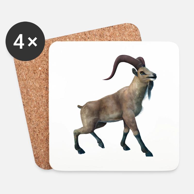 Realistische Markhor - Untersetzer (4er-Set) - Weiß