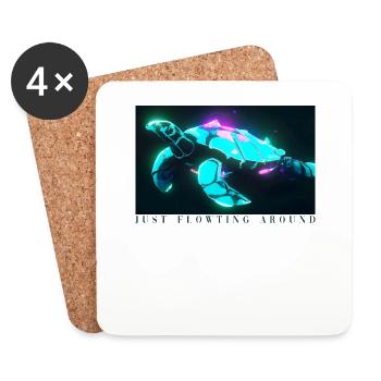 Juste couler autour de tortue tortue géante - Dessous de verre (lot de 4) - blanc - Devant