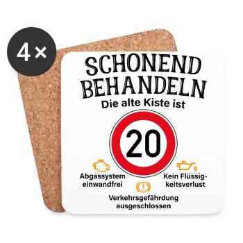 20. Geburtstag Schonend Behandeln Alte Kiste 20 - Untersetzer (4er-Set) - Weiß - Vorne