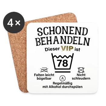 78. Geburtstag Schonend Behandeln 78 VIP ist 78 - Untersetzer (4er-Set) - Weiß - Vorne