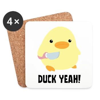 Duck yes - Duck with knife duck with knife - Coasters (set of 4) - white - Front