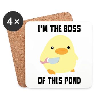 I'm The Boss - Duck with knife Ente mit Messer - Coasters (set of 4) - white - Front