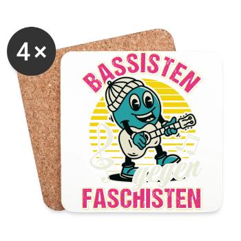 Bassisten gegen Rassisten Bassspieler gegen Rechts - Untersetzer (4er-Set) - Weiß - Vorne