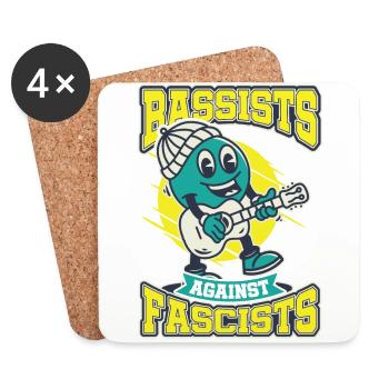 Bassists against racists Bass players against the right - Coasters (set of 4) - white - Front