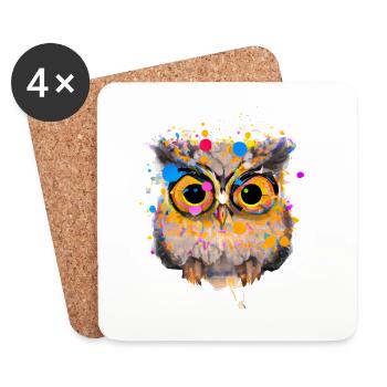 Colorful owl illustration - Coasters (set of 4) - white - Front