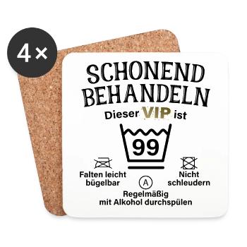 99. Geburtstag Schonend Behandeln 99 VIP ist 99 - Untersetzer (4er-Set) - Weiß - Vorne