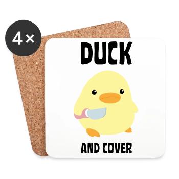 Canard et couverture - Canard au couteau Ente mit Messer - Dessous de verre (lot de 4) - blanc - Devant