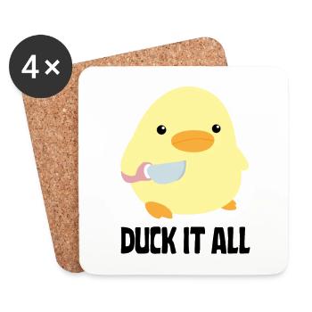 Duck It All - Duck with knife Ente mit Messer - Coasters (set of 4) - white - Front