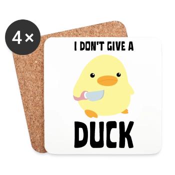 I Don't Give A Duck - Funny Duck with knife Meme - Coasters (set of 4) - white - Front