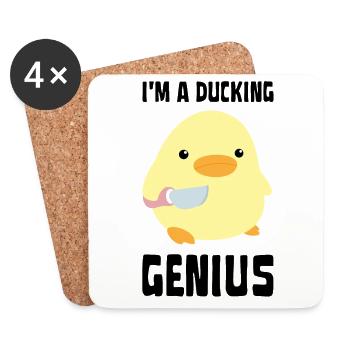 I'm A Ducking Genius - Funny Duck with knife Meme - Untersetzer (4er-Set) - Weiß - Vorne