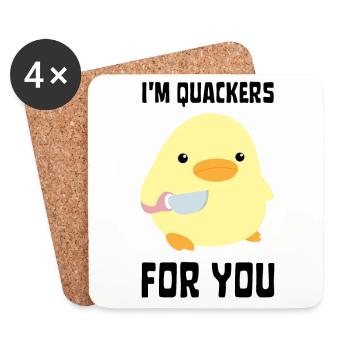 I'm Quackers For You - Funny Duck with knife Meme - Untersetzer (4er-Set) - Weiß - Vorne