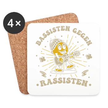 Bassisten gegen Rassisten Bassspieler gegen Rechts - Untersetzer (4er-Set) - Weiß - Vorne