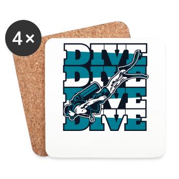 Dive Diving Mask Diving Fins Goggles - Coasters (set of 4) - white - Front