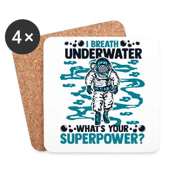 Je respire sous l’eau Quel est votre superpouvoir - Dessous de verre (lot de 4) - blanc - Devant