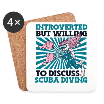 Introverti mais prêt à discuter de plongée sous-marine - Dessous de verre (lot de 4) - blanc - Devant