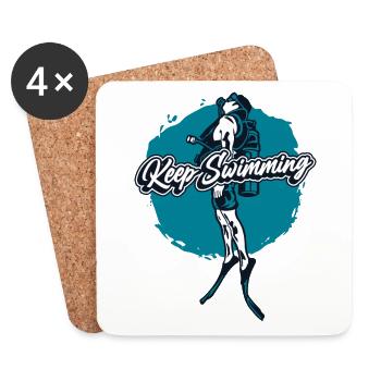 Gardez la natation Masque de plongée Diving Fins Diver - Dessous de verre (lot de 4) - blanc - Devant