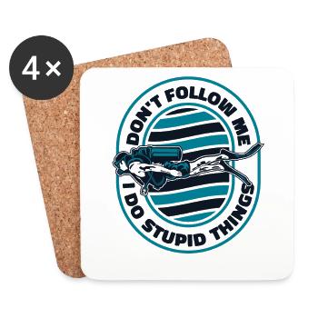 Don't Follow Me I Do Stupid Things Diver Mask - Coasters (set of 4) - white - Front