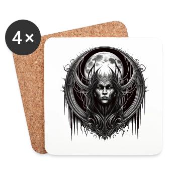 Gothic Dämon Hexe Vollmond Demon Witch Full Moon - Coasters (set of 4) - white - Front