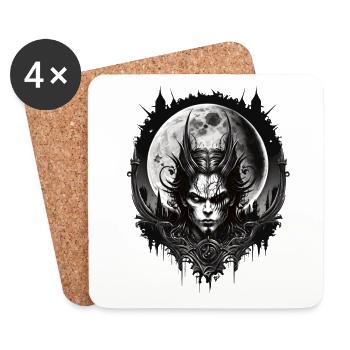Gothic Dämon Vampir Vollmond Demon Full Moon - Untersetzer (4er-Set) - Weiß - Vorne